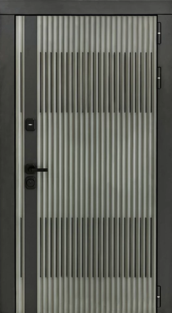 Входная дверь ДвериПРО Elfy Д-19 (16мм, Грецкий орех + черная патина винорит) DPRO196659 внешняя сторона