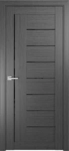 Межкомнатная дверь ЛУ-17 серая (стекло лакобель черный, 900x2000)