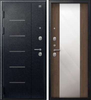 Дверь V-04 Черный муар - Миндаль Зеркало